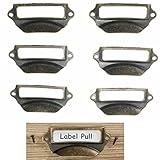 ILS - 6 pieces Antique Cupboard Door Cabinet Knob Drawer Label Pull Handle Name Card Box