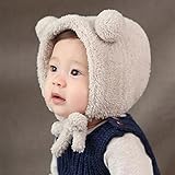 赤ちゃん ぬいぐるみ帽子 ハット ふわふわ かわいい 子供用 暖かい 保温 秋 冬 (ベージュ)