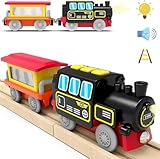 TOPLIVING 木製列車トラックアクセサリー 電池式機関車 マグネット接続付き トーマス、ブリオ、チャギントンに対応