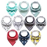 10-Pack Bandana Bibs Upsimples Baby Drool Bibs for Drooling and Teething Organic Cotton Super Absorb