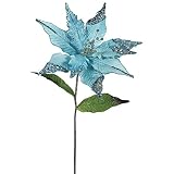 3パック – 26 " Seaブルーベルベットポインセチア12 " Glitter Flower DecorクリスマスPick