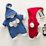 ベビー服 乳児服 ロンパース カバーオール ふわふわ 着ぐるみ パジャマ 冬 クリスマス (ブルー, 59cm/1-3ヶ月)