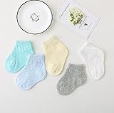 Moluoni 新発売　人気なベビー ソックス　夏　透気 子供　靴下　５足セット　0～６歳 男女兼用 (Ｓ(0～2歳,足長10CM）, 穴ーボーイズ用)