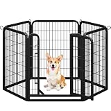 Yaheetech 小型犬 中型犬 ペットサークル ドッグフェンス 犬用サークル フェンス ケージ スチール製 折り畳み式 コンパクト パネル6枚 室内 屋外 組立簡単 複数連結可能 (ブラック 高さ80cm-6枚)