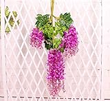 Coobl 3.6 Ft Realistic Romantic Classic Artificial Fake Wisteria Vine Ratta Silk Flowers for Garden 