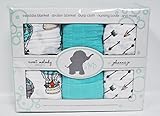 Baby Swaddle Blanket in Arrows, Animals, & Solid Turquoise { Away We Go } by Johanna Jo