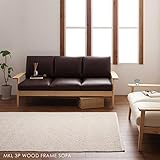 【商品名】MKL 北欧スタイル 天然木 無垢フレーム 3人掛けソファ (ブラウン） リビングファニチャ レザー調 3Pソファ【サイズ】幅 177×75×78/座面高42cm MK