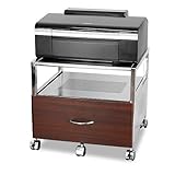 プリンターワゴン　木目柄ダークウッド引き出し付