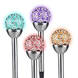 LEDガーデンライト　Beinhomeソーラーライト　埋め込み式　自動点灯消灯　防水　省エネ　飾りライト　カラフルな色、自動的に色変更　ガーデン、庭園、芝生、歩道などに最適　４本入り