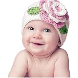 Ekimi Cute Bigフラワーベビー子供乳児幼児女の子暖かいビーニーニット帽子キャップ
