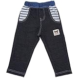 2018年 春物 ZOOMIC ズーミック ニットデニム ウエスト切替 ロング丈パンツ ブラック-ブルー◇95cm