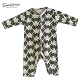 オーシャンアンドグラウンド｜ベビー肌着長袖ロンパース｜ＢＡＴ柄｜ブラック