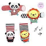 Daisy幼児赤ちゃんソフトぬいぐるみ4動物手首ラトルと足Finderソックスセットギフト最適早期教育開発おもちゃfor Boys and Girls – ライオンとパンダ