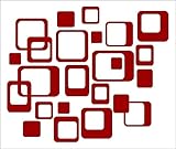 Wall Decor Plus More WDPM168 6-Inch and Smaller Funky Wall R/Squares Vinyl Sticker Decals, Red, 20-P