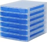 不二貿易 プラスチック 収納 ケース 引出タイプ(A4対応) 3Lx6 ブルーR.U.BOX (幅31x奥行40cm) 20819