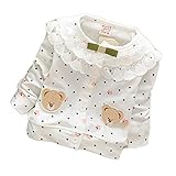 【SEBLES】ベビー服 女の子 カーディガン 新生児 3ヶ月 6ヶ月 12ヶ月 長袖 フリル 熊 ベア 無地 ボタン ドット 春 秋 コットン(タイプB,66cm)