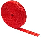 【M.walk】 ナイロンバンド 平ベルト 幅15mm 長さ1～20m 赤 黄 青 (赤, 10m)