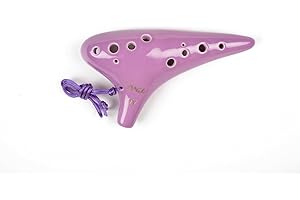 TNG Ocarina Musical Instrument Single [12 Holes / Alto] Premium C-tone AC (Finger Chart) Ocarina Tube Blown Glazed Finish (Pu