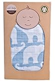 Zebi Baby Swaddle Blanket - Blue Elephant by Zebi