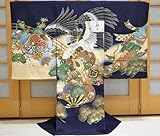 お宮参り着物 男の子 初着 産着　om-m-383 【家紋入れ（五ツ紋）無料，お守りフードセット，贈答用化粧箱，きもの保存用たとう紙 プレゼント！】