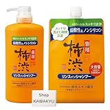 熊野油脂 四季折々 薬用 柿渋 リンスインシャンプー 本体600ml＋詰替大容量1000ml セット