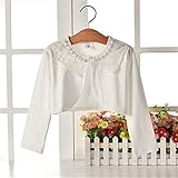 Candykids 子供 用 レース ボレロ コサージュ 付き キッズ フォーマル ドレス 発表会 入園式 結婚式 パーティー (100CM, ホワイト)