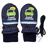 (wj1000)2017年 冬物 スノー手袋 防寒衣料 撥水加工 ミトングローブ 23.車刺繍-ネイビー◇1-2才