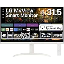ディスプレイ・モニター本体 LG MyView Smart Monitor 32SR75U-W Amazon.com: LG 32SR75U-W 32-inch Smart Monitor with Steaming