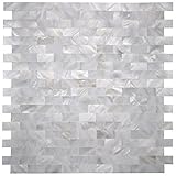 art3d母のパールシェルモザイクタイルキッチン用Backsplash /シャワー壁タイル、12 " x 12 " Groutless Subway