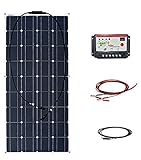 XINPUGUANG 100W 18V 単結晶フレキシブル基板1個+ 10A赤コントローラー1 + 3M赤黒クリーナーライン1セット+ 3M黒MC4コネクターライン1セット 車/トラック/ヨット/RV