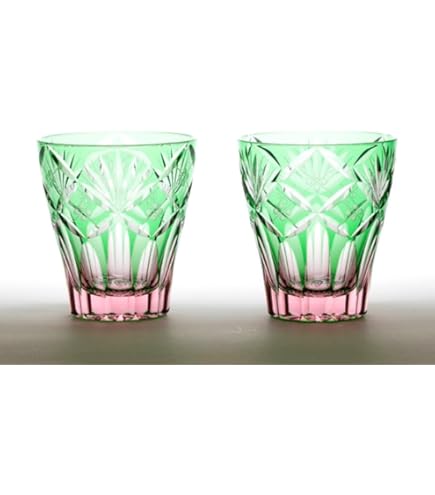 Amazon.co.jp: 硝子工房 彩鳳 江戸切子 オールド 金赤 矢来星重文様