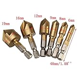 zmart 6mm-19mm面取りドリルビット5本 カウンターシンク1/4 HSS