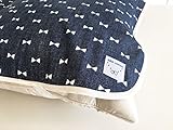 bebe couture(ベベクチュールベビー用品専門店)ベビー布団用・日本製ダブルガーゼの防水敷きパッド・ネイビーリボン柄