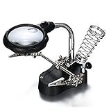 5倍 クリップ付スタンドルーペ LEDライト内蔵 卓上 はんだこて台 精密 作業 用 拡大鏡