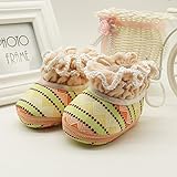 Cutelove キッズ 女の子　赤ちゃん　ベビー靴　シューズ 最初のウォーカーズ向き　コットン　ストライプ　保暖ブーツ 防寒靴 足を守る　心地柔らか　滑り止め　脱着簡単　可愛い　3色