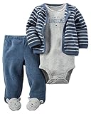 カーターズ Carter's 正規品 パイル生地の長袖カーディガン+ボディスーツ+パンツ 3点セット 6M(65-70)