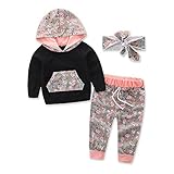 幼児女児ボーイズプリントパーカートップス+ロングパンツ+ヘッドバンドコットン服装セット服0 – 3歳 tag：70/3-6M ピンク 17720