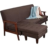 LOWYA （ロウヤ） ソファ ソファー カウチソファ ベンチソファ 3人掛け 木製フレーム ヴィンテージ風 ファブリック ブラウン おしゃれ 新生活