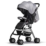 Kuria　バネダンバー8輪ベビーカー 機内持ち込み可 軽量 折りたたみ式 通気性良い レインカバー付き 収納袋付き 後輪ブレーキ付き (ブラック) (黒管グレー)
