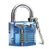 Oxatc 透明錠 2つの鍵で透明な実践的なロック 教育インテリジェンスおもちゃ DIY 練習ロック錠 トレーニングツール 分解創意プレゼント (深青)