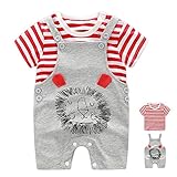 【SEBLES】ベビー 赤ちゃん 半袖 ラウンドネック シャツ Tシャツ オーバーオール セット カジュアル 0歳 1歳 2歳 3歳 ソフト コットン(タイプG,110)