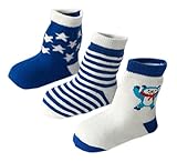 (ビグッド)Bigood かわいい 赤ちゃん 新生児 温かソックス 靴下 ルームソックス カジュアル ベビー 保温ソックス 出産 祝い 3足セット（厚・ブルーS）