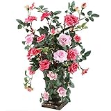 gtidea Europeanロイヤルスタイルデザイン人工Potted花リアルなシルクローズArrangements for家オフィスレストランテーブルセンターピース窓辺インテリア