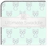 SwaddleDesigns Ultimate Swaddle Blanket, Made in USA, Premium Cotton Flannel, SeaCrystal Little Fox