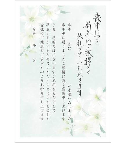 Amazon | 【WAKUWAKU〜sanyo〜】喪中ハガキ 年賀状じまい 10枚 記入