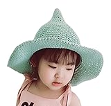 Ziweiba 赤ちゃん 子供用 女の子 日よけ帽 春夏 ビッグハット ビーチ帽子 魔女 ハット 幼児麦わら帽子 (A ライトグリーン )
