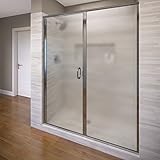 バスコinfinityフレームレススイングシャワードアFits 45 " – 46 " Opening with 1 / 4 "クリアガラス&つや消しニッケル仕上げ A3181-46XPSV 1
