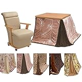 ダイニングこたつ 一人用 3点セット 80×80 ソファタイプ ナチュラル　FUJI-big (布団の柄（アクア）)