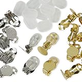 イヤリング パーツ クリップ式 皿付き ゴールド シルバー 2色 10ペア20個 シリコンカバー 付き アクセサリーパーツ ハンドメイド 手芸 金具 素材