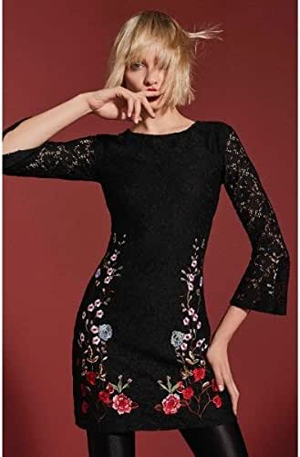 Amazon デシグアル Desigual レースワンピース フラワー刺繍入 ブラック系 42 Xl ワンピース チュニック 通販